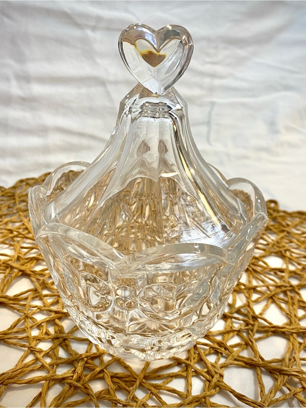 Vintage Heart-Topped “Cherish” Candy Dish - Beautiful 1970s Cottagecore